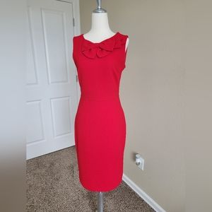 Karl Lagerfeld Paris Bow Neck Detail Sheath Dress in Red Size 4